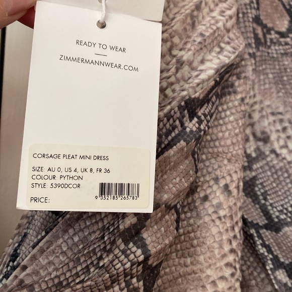 NWT ZIMMERMANN Midi Dress Wedding Cutout Pleated Silk Long Puff Sleeve Size 0 4‎ - Picture 12 of 17